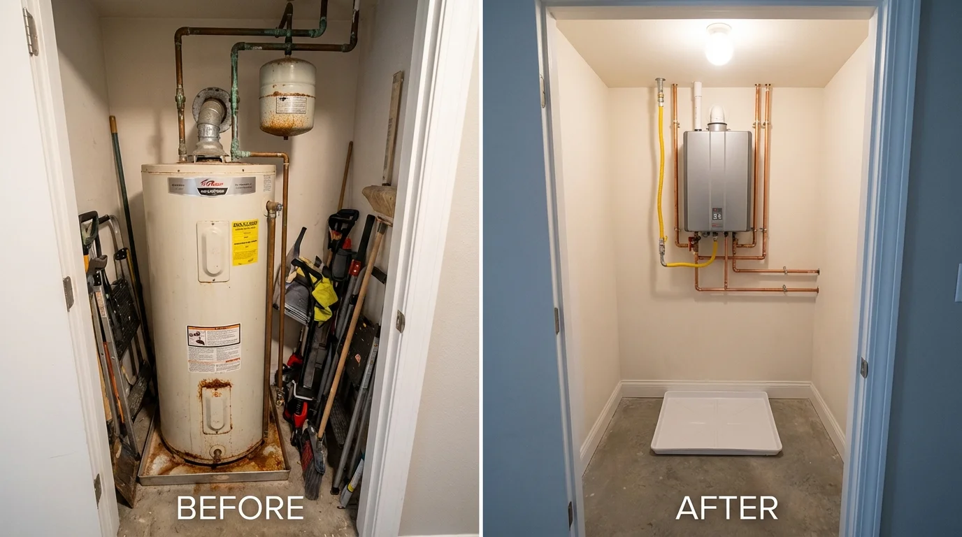 Tank water heater versus wall-mounted tankless unit comparison for Lares, PR homeowners